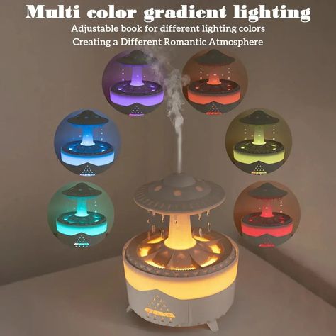 New 🎉 Smart Remote Air LED Humidifier Mushroom Rain Essential Oil Diffuser with Colorful Lights Raindrop Aroma Humidificador for Home SPECIFICATIONS Power Type : USB Brand Name : KISS-THE NIGHT Humidifying Capacity : 350ml/h Humidity Control : Remote Control Model Number : Humidifier Application : 11-20㎡ Type : Cool-Mist Impeller Humidifier Fragrance : ocean Use : Household Water-shortage Power-off Protection : Yes Voltage (V) : 24V Humidification Method : Mist Discharge Mist Outlet Quantity ... Alien Bedroom, Cloud Night Light, Toys Collection, Rain Cloud, Rain Clouds, Color Changing Led, Aroma Diffuser, Rain Drops, Water Tank