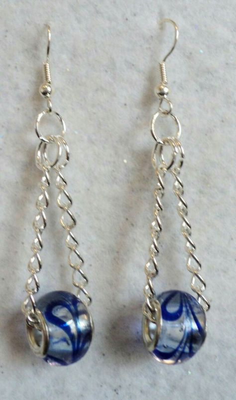 Teen Earrings, Anting Manik, Silver Chain Earrings, Teen Jewelry, Earrings Inspiration, Homemade Jewelry, Lampwork Glass Beads, Diy Schmuck, Hand Made Jewelry