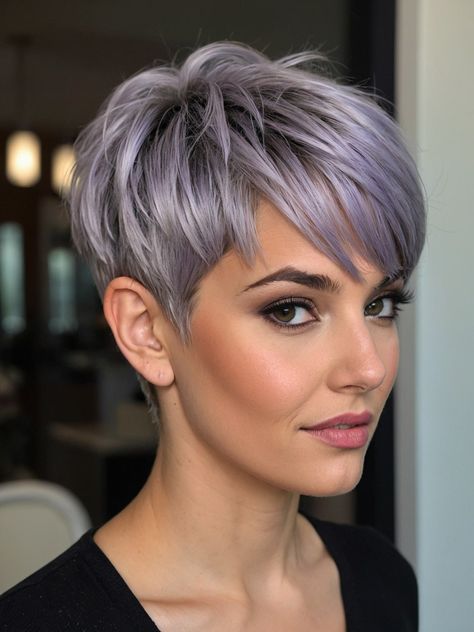 Funky Pixie Cut 2024, Short Pixie With Long Bangs, Funky Pixie Cut Fine Hair, Pixie Hairstyles 2024, Short Funky Pixie Haircut, Pixie Cut 2024, 2024 Pixie Cut, Summer Pixie Cut, Short Pixie Haircuts For Fine Hair