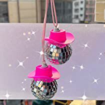 Check this out! Disco Ball Cowboy Hat, Mini Disco Ball, Pink Disco Ball, Mirror Ornament, Car Mirror Hanging Accessories, Pink Car Accessories, Glitter Car, Charm Accessories, Bling Car Accessories