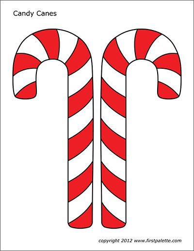 Candy Canes | Free Printable Templates & Coloring Pages | FirstPalette.com Candy Cane Template, Gingerbread Craft, Candy Cane Coloring Page, Giant Candy Cane, Printable Christmas Decorations, Christmas Doors, Classroom Christmas Decorations, Candy Cane Crafts, Office Doors