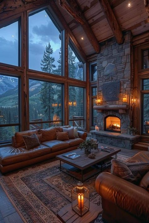 Small Cozy Cabin Living Room, Mountain Cottage Aesthetic, Cabin Style Interior, Montana Home Decor, Country Mansion Interior, Cute Cabin Interior, Cabin Room Ideas, Mountain Cabin Interior, Cozy Cabin Living Room