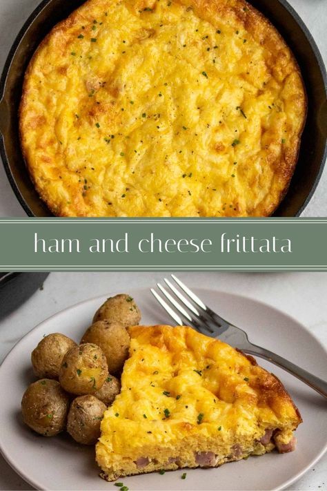 This ham and cheese frittata is a quick and easy recipe that works well for breakfast, brunch, lunch, or dinner. Plus, leftovers keep well in the fridge and freezer. Winter Frittata, Cheese Frittata Recipes, Fritata Recipe Breakfast Easy, Breakfast Frittata Recipes, Ham And Cheese Frittata, Frittata Recipes Baked, Frittata Recipes Breakfast, Kay Nutrition, Baked Frittata