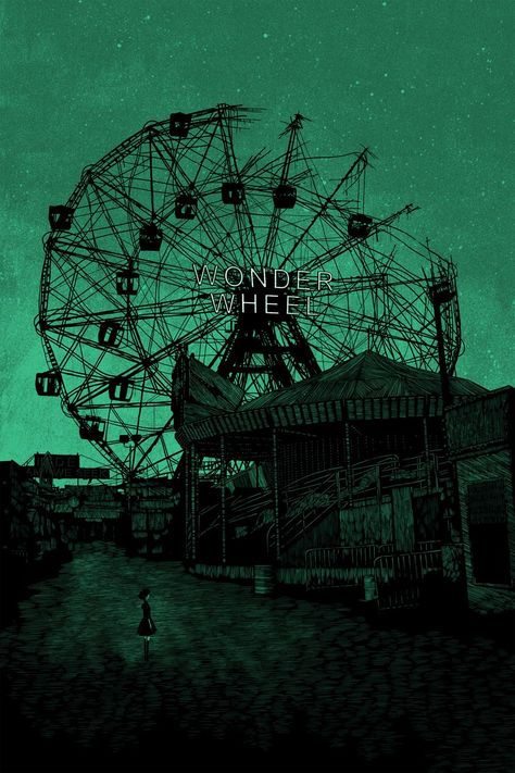 Wonder Wheel, Green Sky, The Words, In The Middle, Ferris Wheel, The Middle, Dark Green, Wheel, Wonder