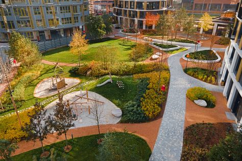 Community Park Design, Urban Courtyards, Landscape Design Drawings, Urban Landscape Design, Areas Verdes, Landscape Architecture Design, Community Park, Residential Complex, City Park