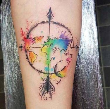 lgbtq tattoos gay tattoo lesbian tattoo queer tattoo rainbow tattoo designs World Map Tattoos, Pride Tattoo, Arrow Tattoo Design, Rainbow Tattoos, Dragon Tattoo For Women, Map Tattoos, Shape Tattoo, Tattoo Zeichnungen, Disney Tattoo