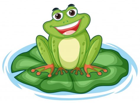 Cute green frog on lotus leaf Free Vecto... | Free Vector #Freepik #freevector #water #leaf #green #nature Cute Green Frog, Frog Svg, Common Frog, Sweet Frog, Frog Life, Frog Sitting, Frog Drawing, Tropical Animals, Green Animals