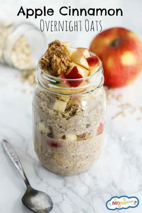 Apple Cinnamon Overnight Oats, Cinnamon Overnight Oats, Apple Overnight Oats, Overnight Oatmeal Recipes, Easy Overnight Oats, Oat Recipes Healthy, Overnight Oats Recipe Healthy, Overnight Oat, Overnight Oats Healthy