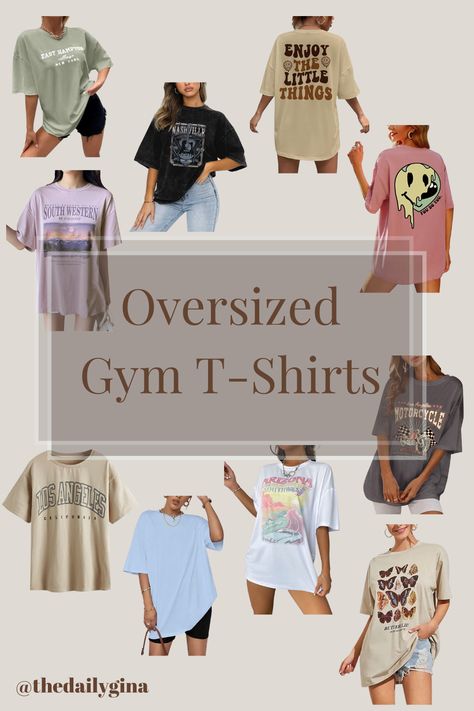 Big T Shirts Oversized Tee, Oversized Gym Tee, Gym Fits Aesthetic Oversized, Oversized Tshirt Workout, Loose Gym Clothes Women, Oversized Gym Outfits For Women, Oversized Tshirt Gym Outfit, Oversized Gym Outfit, Impulse Spending