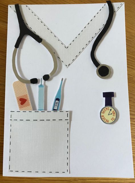 Nursing Scrapbook Ideas, Doctor Graduation Card Ideas, Nurse Graduation Card, Doctor Card Design, Nursing Cards Handmade, Nurse Card Ideas, Card For Doctor Handmade, Cards For Doctors, Cards For Nurses