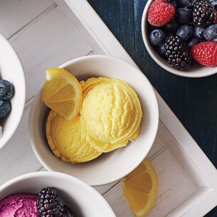 Recipes | Sur La Table Citrus Sorbet, Scoop Ice Cream, Mango Sorbet, Sorbet Recipes, Cold Desserts, Treat Recipes, Gluten Free Sweets, Frozen Treat, Yogurt Recipes