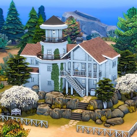 Brindleton Bay House, Sims 4 Brindleton Bay, Brindleton Bay, Sims Houses, Sims Builds, Sims 4 House Building, Sims House Plans, High School Years, Bay House