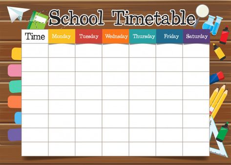 School timetable template Premium Vector | Premium Vector #Freepik #vector #background #calendar #school #book Raspored Časova, School Time Table Template, School Timetable Template, Class Timetable, Screen Time Rules, Timetable Template, Iphone Wallpaper Earth, Organizing Time Management, School Timetable