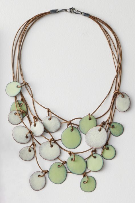 Enamel Necklace - This stylish necklace from artist Jennifer Bauser is crafted from enamel and features an eye-catching, organic design and hue. Adjustable 16-20L, it closes with a lobster clasp. Enameling Jewelry, Ceramic Bead Jewelry, Ceramic Pendant Necklace, Handmade Ceramic Jewelry, Ceramic Jewellery, Jewelry Making Classes, Jewellery Business, Artful Home, Stylish Necklace