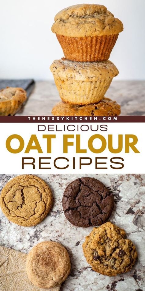 Looking for easy brunch recipes? Try these simple breakfast ideas like oat flour bread, oat flour muffins, and oat flour pancakes! There are also delicious dessert recipes like oat flour cakes, oat flour cookies, and more. Find lots of things to make with oat flour! Oat Flour Desserts, Oat Flour Bread, Desserts With Oats, Flour Desserts, Oat Flour Cookies, Oat Flour Muffins, Simple Breakfast Ideas, Oat Flour Pancakes, Oat Cookie Recipe