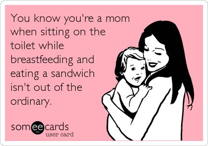 Funny Baby Ecard: You know you're a mom when sitting on the toilet while breastfeeding and eating a sandwich isn't out of the ordinary. Godmother Quotes, God Mother, Commercial Ads, Drive Me Crazy, Family Humor, God Parents, Fairy Godmother, E Card, Daughter Of God