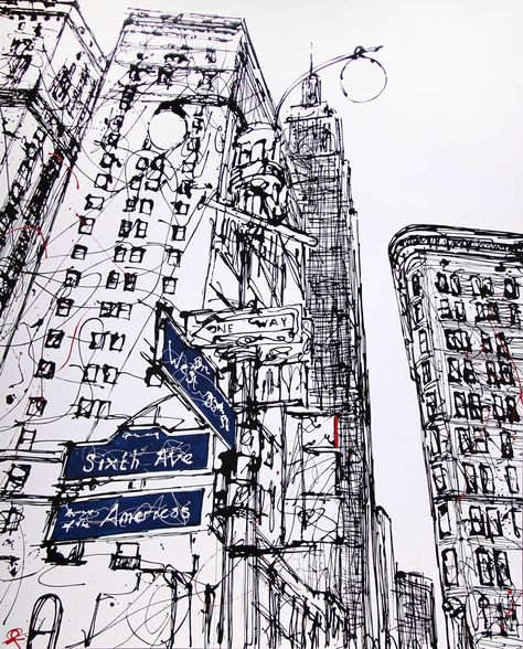 New York line drawing, paul kenton Paul Kenton, L Wallpaper, Continuous Line Drawing, Urban Sketchers, Ink Drawings, A Level Art, Urban Sketching, Architecture Sketch, Pen Drawing