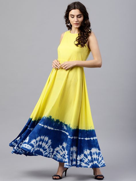 Tie And Dye Dress, Beach Dresses Diy, Cotton Summer Dresses, Dress Designing Ideas, Indian Maxi, Shibori Dress, Dress Designing, Bollywood Dress, Designing Ideas