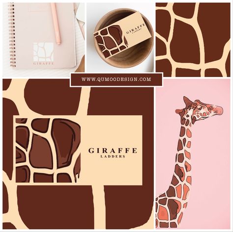 Giraffe Logo Design, Giraffe Logo, Pink Elements, Brand Food, Zoo Design, Posca Markers, Beige And Pink, Cool Packaging, Logo Redesign