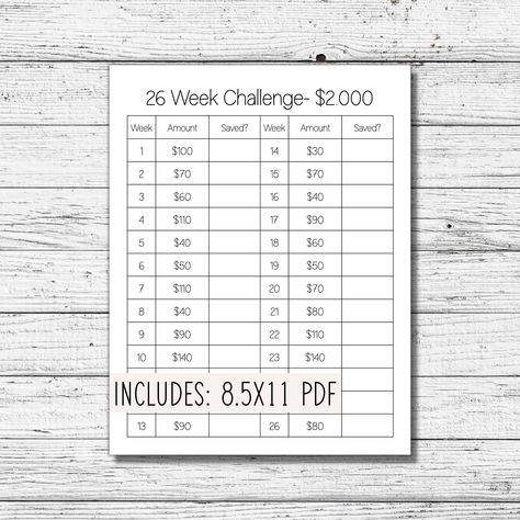 #26_Week_Savings_Challenge #1k_Savings_Challenge #Saving_Tracker #Week_Challenge 26 Week Savings Challenge, 1k Savings Challenge, Week Challenge, Saving Challenge, Money Challenge, Goal Tracker, Savings Tracker, Saving Goals, Start Saving