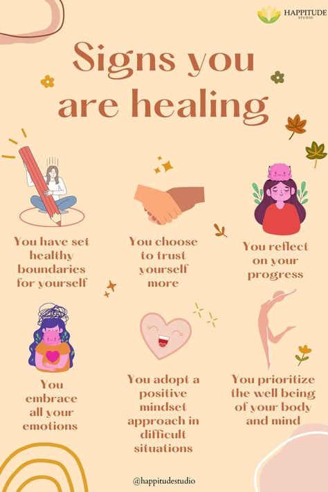 Healing is neither simple nor quick, and it has its ups and downs. With time, it allows you to gain insight and makes you feel complete. Each one of us has our own pace on the road to recovery. Let us be the harbinger of the good news of healing. Here are a few benchmarks for you to keep a check on your progress. If you are facing difficulty healing from your past wounds or present concerns, reach out to us at Happitude Studio. Happy Attitude, Self Help Skills, Road To Recovery, Mental Health And Wellbeing, Emotional Awareness, Healthy Lifestyle Inspiration, The Good News, Mental And Emotional Health, Self Care Activities