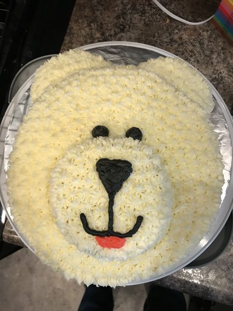 Polar Bear Smash Cake, Polar Bear Birthday Cake, 1sr Birthday, Polar Bear Cake, Polar Bear Party, Polar Bear Face, Winter Wonderland Birthday, Creative Baking, Bear Cake