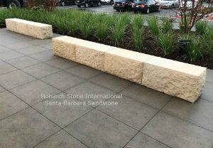 Stone Benches Fabricated in Santa Barbara Sandstone Limestone Bench, Green Campus, Garden Benches, Irvine California, Stone Blocks, Stone Bench, Colonial Architecture, Tiny Apartment, Spanish Colonial