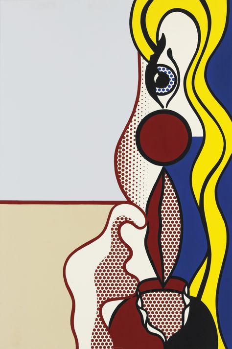 Roy Lichtenstein, Female Figure, 1978, Oil and magna on canvas 60 by 40 inches, sold for $6,7 million at the first Sotheby's auction from the Estate of Alfred A. Taubman. Roy Liechtenstein, Roy Lichtenstein Art, Roy Lichtenstein Pop Art, Lichtenstein Pop Art, James Rosenquist, Industrial Paintings, Claes Oldenburg, Pop Art Movement, Jasper Johns