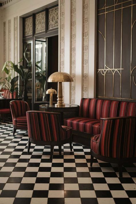 Best Art Deco Interiors to Inspire Your Next Home Makeover (List) ** - Fabricerie Deco Art Deco, Art Deco Decorating Ideas, Art Deco Interior Design 1920, Neo Art Deco Interior, Art Deco Decorations, 1920s Home Interior, Art Deco Interior 1920s, Art Deco Interiors, 1920s Interior