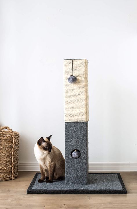 Trim Cat Nails, Cat Tree Scratching Post, Large Cat Tree, Grey And White Cat, Cat Activity, Cat Playground, Cat Scratchers, Cat Post, Sisal Rope