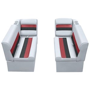 Wise Plastic Frame Deluxe Pontoon Furniture - Front Boat Group C - Gray/Red/Charcoal Pontoon Furniture, Pontoon Boat Furniture, Pontoon Seats, Pontoon Boat Seats, Seating Bench, Lean Back, Boat Seats, Bench Set, Boat Stuff