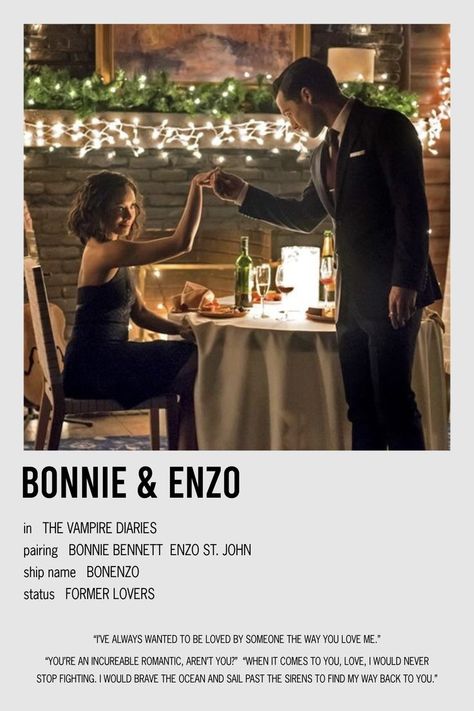 Bonnie Enzo, Enzo Vampire Diaries, Bonnie Vampire Diaries, Bonnie And Enzo, Michael Malarkey, Vampire Diaries Poster, Interacial Couples, Vampier Diaries, The Vampire Diaries 3