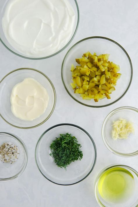 Greek Yogurt Dill (Pickle!) Dip Greek Dill Sauce, High Protein Pickle Dip, Healthy Dill Pickle Dip, Greek Yogurt Dips For Veggies, Dill Greek Yogurt Dip, High Protein Dill Pickle Dip, Dill Pickle Dip Greek Yogurt, Bee Snacks, Pickle Slaw Recipe