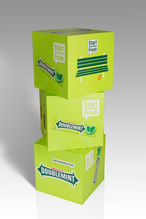 Wrigleys Doublemint Stacking Boxes  #cardboardengineering #digitalprint #3d #pos #retail www.imagefactoryuk.com Card Stacking Propaganda, Stacked Text Design, Stacked Boxes Architecture, Retail Pos Design, Retail Pos System, Stack Displays, Stacking Boxes, Conference Design, Point Of Purchase