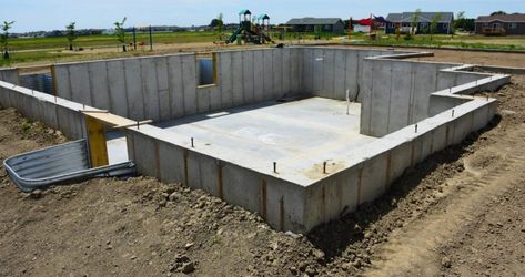 Waterproofing Basement Foundation, Pier And Beam Foundation, Concrete Basement Floors, Building A Basement, Crawl Space Foundation, Concrete Foundation, Basement Construction, Building Foundation, House Foundation