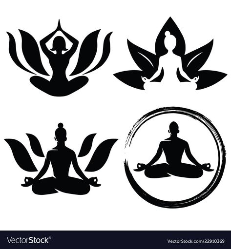 Meditation Logo, African Logo, Crow Logo, Yoga Vector, Spiritual Logo, Yoga Logo Design, Lotus Logo, Japanese Ink Painting, Warrior Drawing