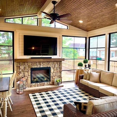 Enclosing Deck Ideas, Sunroom Addition Off Kitchen Ideas, Closing In Porch Ideas, All Season Screened In Porch, Sunroom Addition With Fireplace, Dog Friendly Screened In Porch, Enclosing Back Porch Ideas, Screened In Deck With Fireplace, Inclosed Patios Ideas