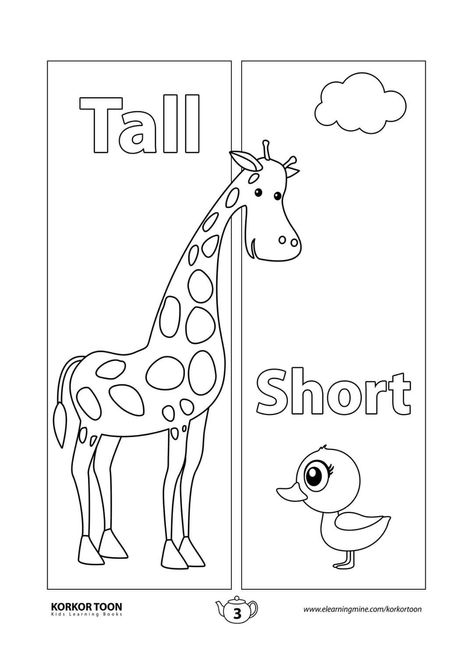 Opposite Words For Kids, Opposites Preschool, Opposites Worksheet, The Opposites, Tall And Short, English Worksheets For Kindergarten, Homeschool Preschool Activities, Learning Books, English Activities For Kids