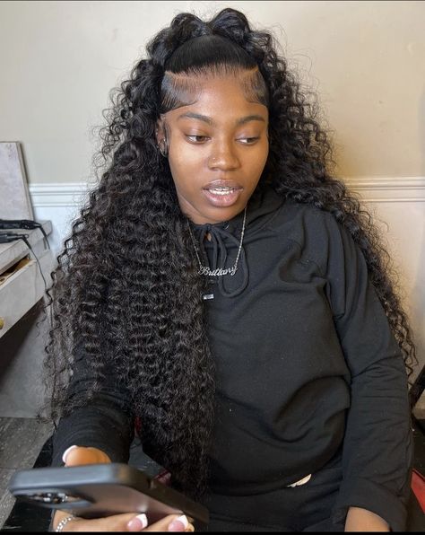 Deep Wave Lace Front Wig, Curly Braided Hairstyles, Frontal Wig Hairstyles, Quick Weave Hairstyles, Dyed Hair Inspiration, Frontal Hairstyles, Dope Hairstyles, Hair Ponytail Styles, Business Hairstyles