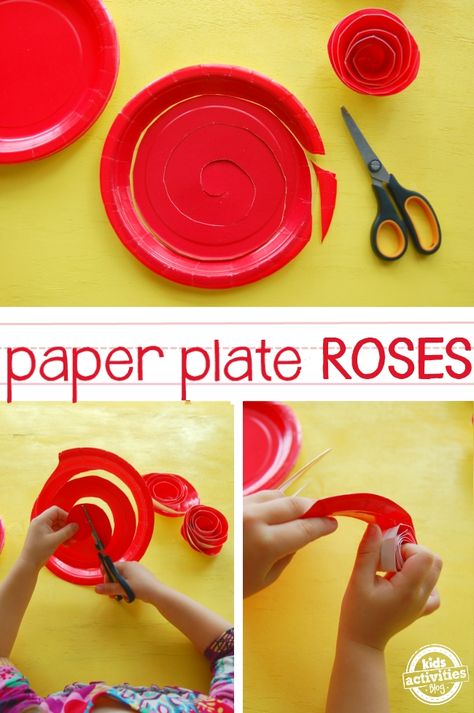 How to Make Paper Plate Roses- Kids craft for valentines day Rose Craft, Paper Plate Crafts For Kids, Rose Crafts, Kids Pages, Mothers Day Crafts For Kids, Simple Rose, Paper Plate Crafts, Plate Crafts, Make Paper