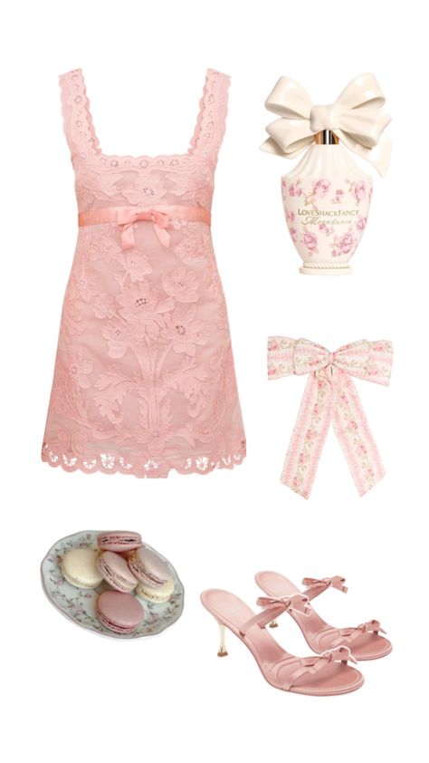 Coquette girly outfit Love Shack Fancy Outfit, Hair Bow Outfit, Ribbon Outfit, Lana Del Rey Outfit, Fancy Perfume, Pink Girly Outfits, Bougie Outfits, Bow Outfit, October Outfits