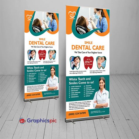 Dental Poster Design, Dental Banner, Dental Poster, Dental Posters, Standee Design, Rollup Banner, Advertising Poster, Creative Advertising, Dental Clinic