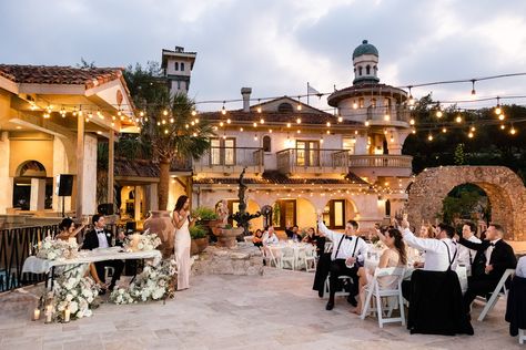 Villa Antonia, Elegant Floral Arrangements, Blush Color Palette, Villa Wedding, Italian Villa, Austin Wedding Photographer, Black Tie Wedding, Wedding Dinner, Austin Wedding