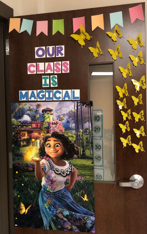 Encanto Door Decorations Classroom, Encanto Bulletin Board Ideas, Encanto Room Decor, Encanto Classroom Door, Encanto Bulletin Board, Encanto Classroom, Encanto Classroom Theme, Encanto Door Decoration, Disney Door Decorations Classroom