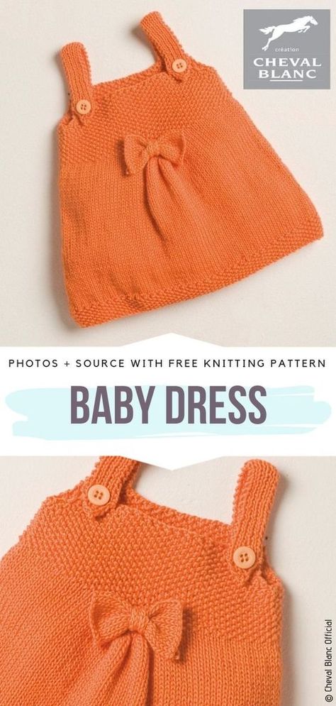 Simple Knitted Baby Dresses Free Patterns Knitted Baby Dresses, Baby Knitting Patterns Free Newborn, Knitted Baby Dress, Baby Dress Pattern Free, Crochet Baby Dress Free Pattern, Knitting Baby Girl, Summer Knitting Patterns, Girls Knitted Dress