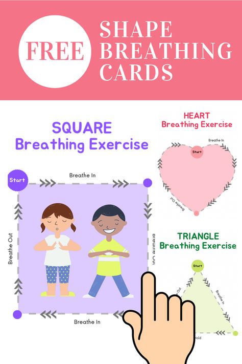 Free Printable Shape Breathing Exercises (Deep Breathing Templates) — Lemon & Kiwi Designs Square Breathing Printable, Shape Breathing, Calm Down Cards, Breathing Cards, Square Breathing, Symmetry Worksheets, Shapes For Toddlers, Daycare Themes, Shape Tracing Worksheets