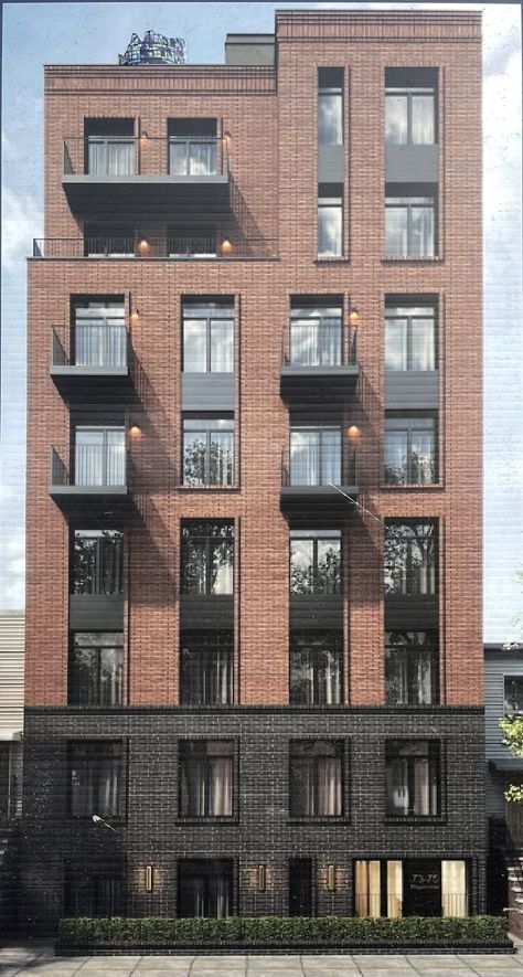 Residential Brick Facade, Brick Multifamily Architecture, Flat Facade Design, Buildings From Below, Apartment Architecture Facade, Residence Facade Design, Modern Brick Facade, Modern Brick Building, Multifamily Architecture