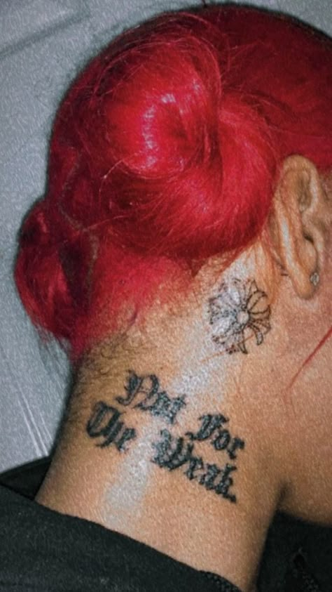 Baddie Tattoos, Girl Neck Tattoos, Cute Hand Tattoos, Neck Tattoos Women, Red Ink Tattoos, Omerta Tattoo, Tattoos Inspo, Tattoos For Black Skin, Pretty Tattoos For Women