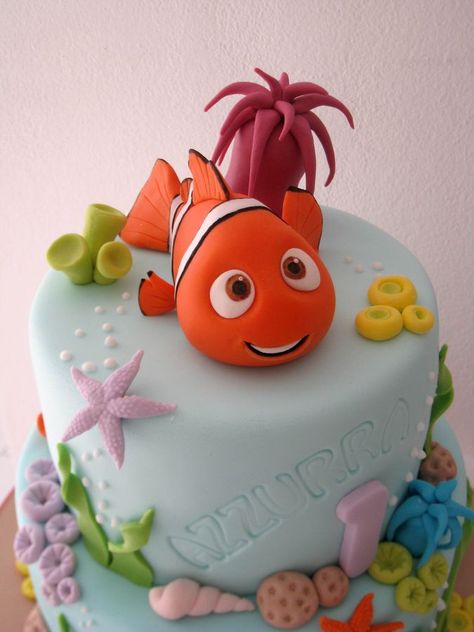 Photo 948 of 1,301 Gateau Baby Shower Garcon, Finding Nemo Cake, Nemo Cake, Nemo Birthday, Sea Cakes, Cupcakes Decorados, Character Cakes, Baby Cakes, Disney Cakes