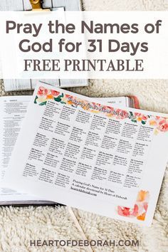 Learn why you should pray the scriptures! Pray the names of God for 31 days with this free printable calendar. The Names Of God Free Printable, Names Of God Printable, Prayer Calendar, The Names Of God, Prayer Bible, Scripture Writing Plans, Attributes Of God, Bible Printables, Bible Study Tips